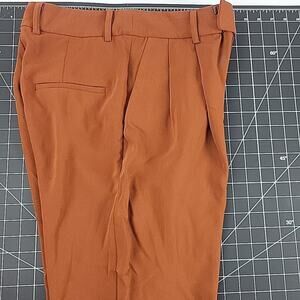 Pants Orange Sz 4 Pleated High Waist Cuffed Women Office Workwear Professional